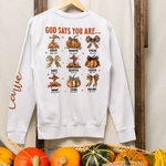 Personlig Leopardbåge Höst Pumpa Kors Barn Vuxen Sweatshirt med namn och bibelvers Skördefest Thanksgiving Day Present till familjen