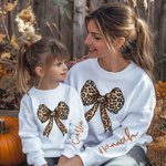 Personlig Leopardbåge Höst Pumpa Kors Barn Vuxen Sweatshirt med namn och bibelvers Skördefest Thanksgiving Day Present till familjen