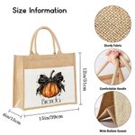 Personalizada calabaza arco de gran capacidad de yute bolsa de lona con nombre de Halloween espeluznante temporada de regalos para las mujeres