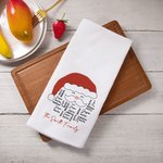 Personalized 100% Cotton Santa Claus 1-28 Names Word Cloud Tea Towel with Kitchen Accessories Christmas Birthday Gift for Mom Grandma