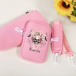 Personalised Pink Floral Skull Water Bottle Carrier Bag with Strap Tumbler Accessories for 40oz Stanley Halloween Gift for Women Girls Skull Lovers