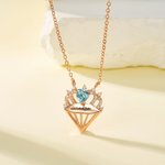 Gepersonaliseerde diamanten kroon hanger ketting met hart geboortesteen en gegraveerde naam sieraad verjaardagscadeau voor vrouwen