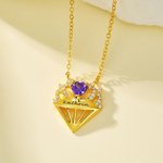 Gepersonaliseerde diamanten kroon hanger ketting met hart geboortesteen en gegraveerde naam sieraad verjaardagscadeau voor vrouwen
