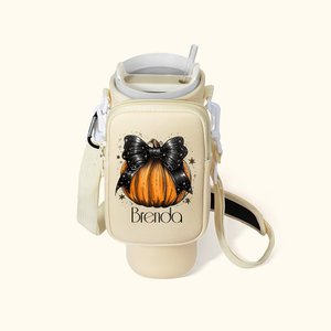 Gepersonaliseerde ster Pompoen boog waterfles draagtas met zakje en riem accessoires voor 40oz Stanley Tumbler Halloween geschenk voor vrouwen