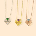 Gepersonaliseerde diamanten kroon hanger ketting met hart geboortesteen en gegraveerde naam sieraad verjaardagscadeau voor vrouwen