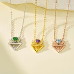 Gepersonaliseerde diamanten kroon hanger ketting met hart geboortesteen en gegraveerde naam sieraad verjaardagscadeau voor vrouwen
