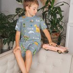 Personalised Cute Dinosaur Soft Kid Pyjamas Set with Name Birthday Christmas Gift for Boys Girls