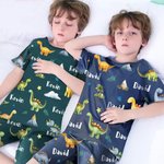 Personalised Cute Dinosaur Soft Kid Pyjamas Set with Name Birthday Christmas Gift for Boys Girls