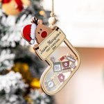 Personalizzato carino renna forma calza in legno scuotere ornamento di Natale con il nome primo regalo di Natale neonato per bambini ragazzi ragazze