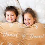 Personalisierte Niedliche Elch Cartoon-Figur Kuscheldecke mit Namen Herzen Weihnachten Geburtstag Geschenk für Mädchen Jungen