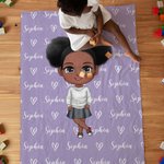 Personalisierte Niedliche Elch Cartoon-Figur Kuscheldecke mit Namen Herzen Weihnachten Geburtstag Geschenk für Mädchen Jungen