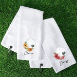 Personalised Volleyball Birth Flower 100% Cotton Towel Name with Hanging Clip Birthday Gift for Volleyball Lovers