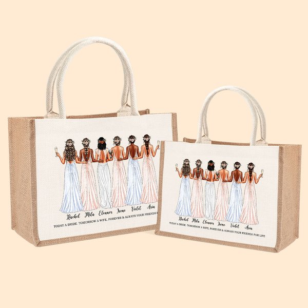 Borsa in tela di iuta personalizzata con nome e citazione di benedizione Festa di nozze Festa di addio al nubilato Regalo per la sposa
