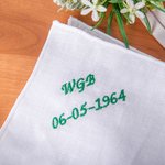 Personalized Linen Embroidered Monogrammed Handkerchief Hand Rolled Pocket Square with Box Christmas Wedding Gift for Men Boyfriend Groomsmen