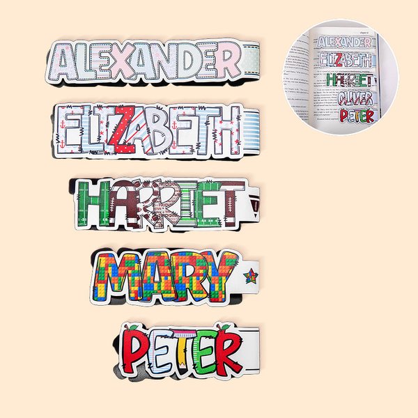 Marcapáginas magnético personalizado con letras de burbujas y floral regalo ideal para profesores y amantes de los libros