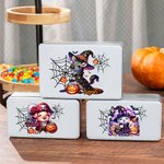 Personalised Watercolour Pumpkin Animal Bat Food Grade Metal Sweets Chocolate Tin with Name Halloween Gift for Kids