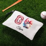 Personalised Football Tennis Disco Ball Name Makeup Bag with Wristlet Travel Accessories Gift for Women Sports Lover