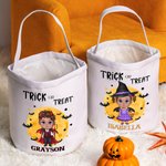 Personalized Bats Vampire Halloween Sweets Basket with Name Trick or Treat Bucket Halloween Gift for Kids