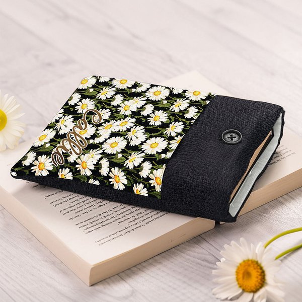 Funda protectora para libros con nombre hecha a mano con margaritas florales Regalo de cumpleaños de vuelta al cole para los amantes de los libros Boo