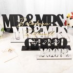 Personalisierte Herr und Frau Holz Hochzeitstisch Zeichen mit Spiegel Acryl Familienname Partei Foto Prop Jahrestag Hochzeit Geschenk für Paar
