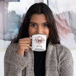 Tasse en émail rose personnalisée avec nom Cadeau d'Halloween pour les femmes aimant les têtes de mort