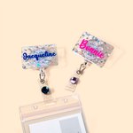 Personalized Glitter Nurse Acrylic Badge Reel Text with Gemstone Birthday Christmas Gift for Nurse Doctor Medical Staff