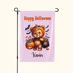 Personalised Watercolour Pumpkin Animal Garden Flag with Name Text Yard Garden Decor Halloween Gift for Family