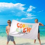 Gepersonaliseerde kleurrijke neef Crew sneldrogende oversized strandhanddoek met naam Summer Travel Essential geschenk voor familie kinderen