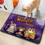 Gepersonaliseerde 1 - 5 Pompoen Heks Katten Ontwerp Antislip Grappige Deurmat met Naam Halloween Herfst Home Decor Geschenk voor Familie
