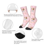 Chaussettes Mi-mollet Personnalisées avec Nom et Photo Motif Œuf et Carotte Cadeau de Pâques Anniversaire pour Enfant