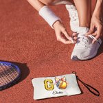 Personalised Football Tennis Disco Ball Name Makeup Bag with Wristlet Travel Accessories Gift for Women Sports Lover