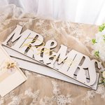 Personalisierte Herr und Frau Holz Hochzeitstisch Zeichen mit Spiegel Acryl Familienname Partei Foto Prop Jahrestag Hochzeit Geschenk für Paar