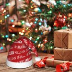 Personalisierte Schneeflocke Wort Wolke Design Plüsch Weihnachtsmannmütze mit Namen Weihnachten Party Supplies Geschenk für Kind Familie