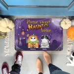 Gepersonaliseerde 1 - 5 Pompoen Heks Katten Ontwerp Antislip Grappige Deurmat met Naam Halloween Herfst Home Decor Geschenk voor Familie