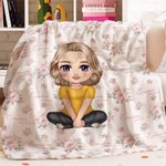 Couverture Florale Personnalisée avec Nom et Dessin de Personnage Décoration d'Intérieur Cadeau Anniversaire Noël pour Enfants Famille
