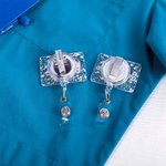 Personalized Glitter Nurse Acrylic Badge Reel Text with Gemstone Birthday Christmas Gift for Nurse Doctor Medical Staff