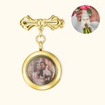 Personalized Photo Lapel Pin Bouquet Charm Memoriral Wedding Graduation Gift for Groom Bride Graduates