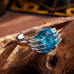 Personalized Gothic Skull Hand Birthstone Ring with Engraved Name Minimalist Jewelry Halloween Birthday Gift for Women