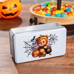 Personalised Watercolour Pumpkin Animal Bat Food Grade Metal Sweets Chocolate Tin with Name Halloween Gift for Kids