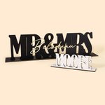 Personalisierte Herr und Frau Holz Hochzeitstisch Zeichen mit Spiegel Acryl Familienname Partei Foto Prop Jahrestag Hochzeit Geschenk für Paar
