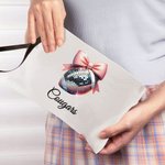 Personalised Football Tennis Disco Ball Name Makeup Bag with Wristlet Travel Accessories Gift for Women Sports Lover