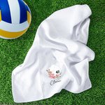 Personalised Volleyball Birth Flower 100% Cotton Towel Name with Hanging Clip Birthday Gift for Volleyball Lovers