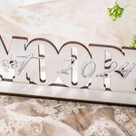 Personalisierte Herr und Frau Holz Hochzeitstisch Zeichen mit Spiegel Acryl Familienname Partei Foto Prop Jahrestag Hochzeit Geschenk für Paar