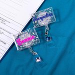 Personalized Glitter Nurse Acrylic Badge Reel Text with Gemstone Birthday Christmas Gift for Nurse Doctor Medical Staff