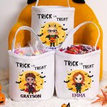 Personalized Bats Vampire Halloween Sweets Basket with Name Trick or Treat Bucket Halloween Gift for Kids