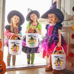 Personalized Bats Vampire Halloween Sweets Basket with Name Trick or Treat Bucket Halloween Gift for Kids