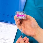 Personalized Glitter Nurse Acrylic Badge Reel Text with Gemstone Birthday Christmas Gift for Nurse Doctor Medical Staff
