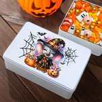 Personalised Watercolour Pumpkin Animal Bat Food Grade Metal Sweets Chocolate Tin with Name Halloween Gift for Kids