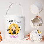 Personalized Bats Vampire Halloween Sweets Basket with Name Trick or Treat Bucket Halloween Gift for Kids