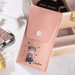Personalised Grandma Butterfly Leather Makeup Brush Bag Set with Name 8 Pcs Makeup Brushes Travel Essentials Birthday Retirement Gift for Grandma Mom